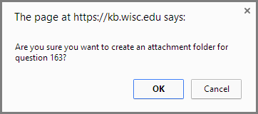 Create attachment folder pop-up confirmation.