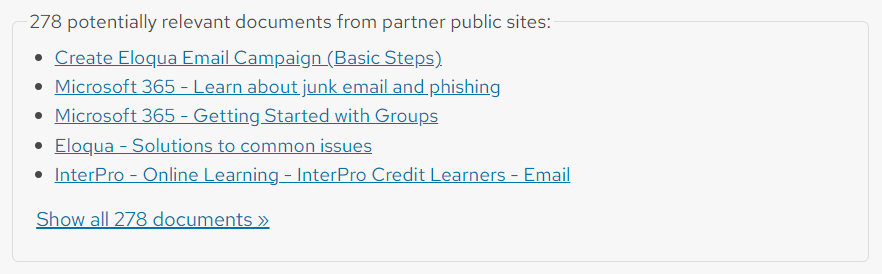 The Search partner public sites section.