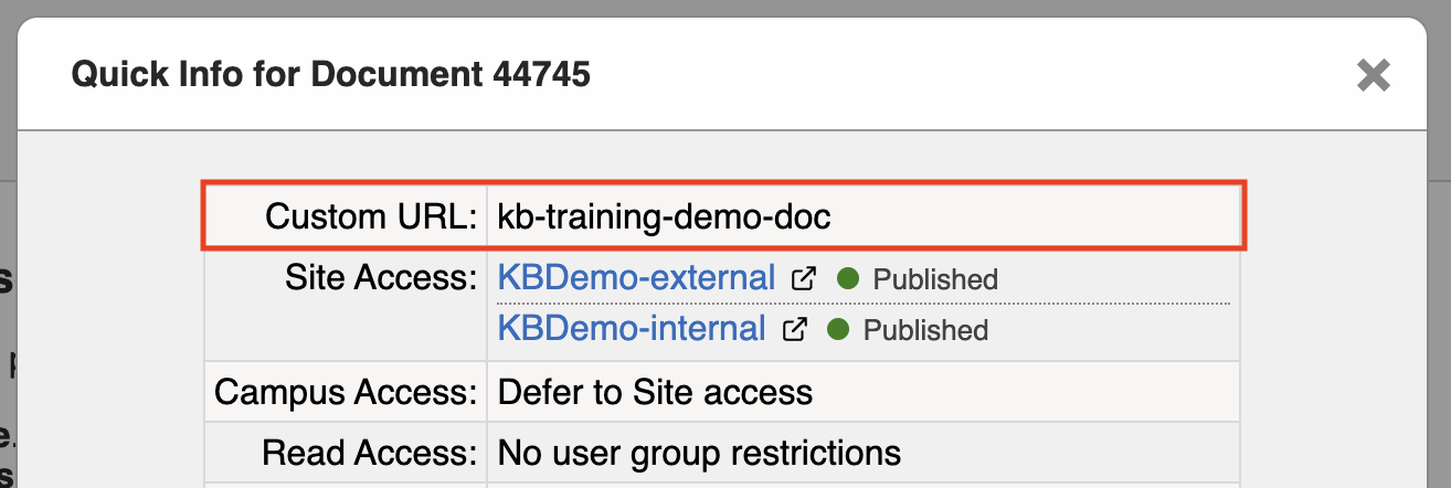 If set, the Custom URL will be the first entry in the Quick Info table.