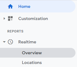Universal Analytics realtime menu option