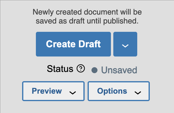 The Create Draft button is found at the top of the edit screen side panel.