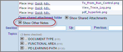 Button circled in red showing where to expand the Other notes section