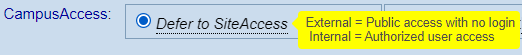 tooltip displaying an explanation for the CampusAccess option Defer to Site Access