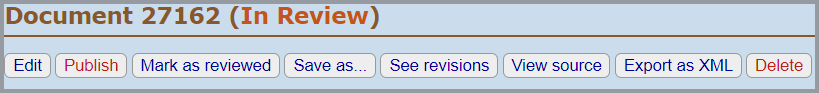 Buttons available when document's status is In Review
