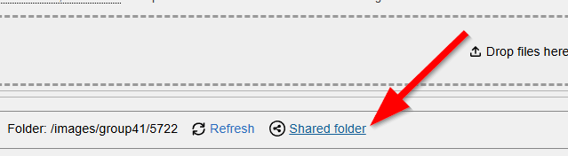 The attachments folder is visible with a red arrow pointing at the Shared folder link