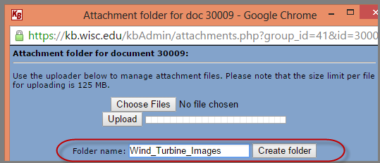 document attachment folder screen showing a new folder being created