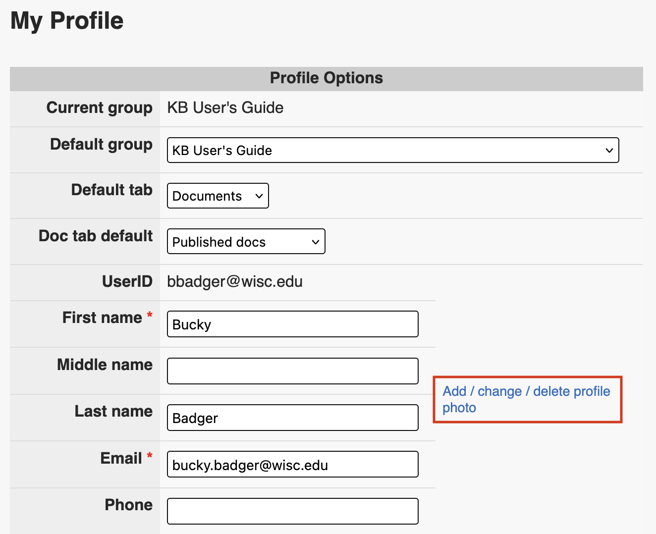 The link to add a photo is found in the second cell of the UserID row.