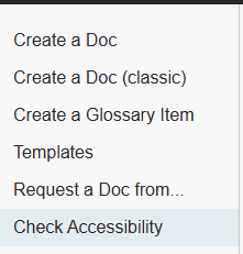 Options that appear in the top left of the Documents tab