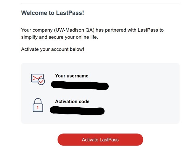 LastPass Welcome Email - Activate Account
