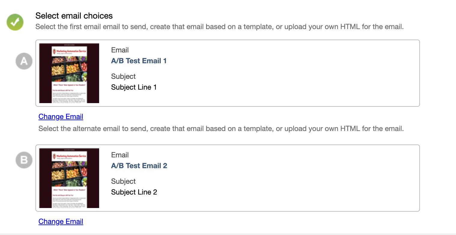 screen shot of the email specification area in Eloqua