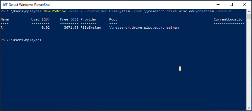 map drive from powershell