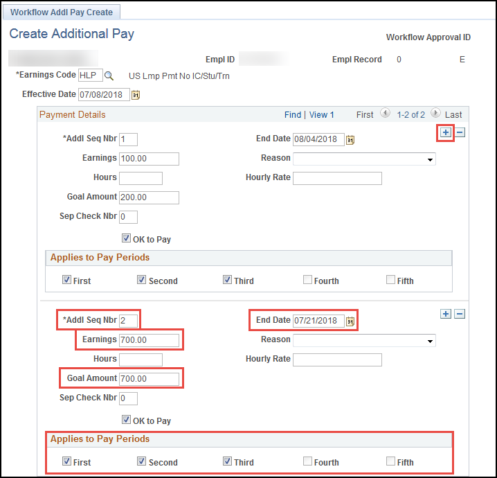 Adding a Second Record on the Same Earnings Code Adding a Second Record on the Same Earnings Code