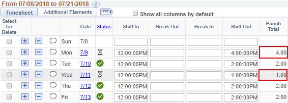 Changes to Timesheet Changes to Timesheet