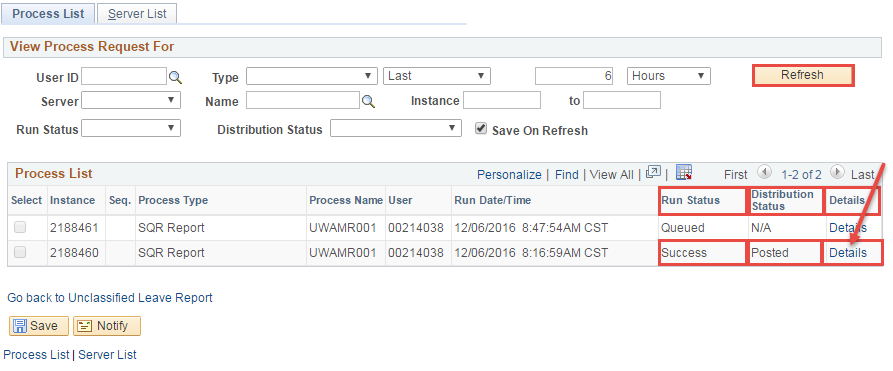 Run Status Details Run Status Details