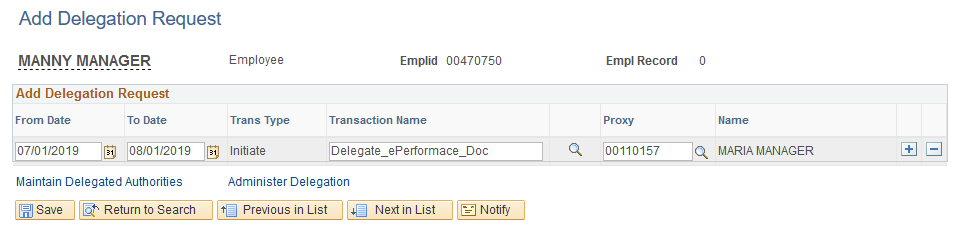 Delegation request Delegation request