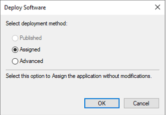 Screenshot of Deploy Software window