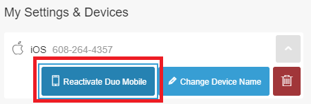 Click Reactivate Duo Mobile