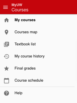 Navigate the Courses app using the left-hand menu
