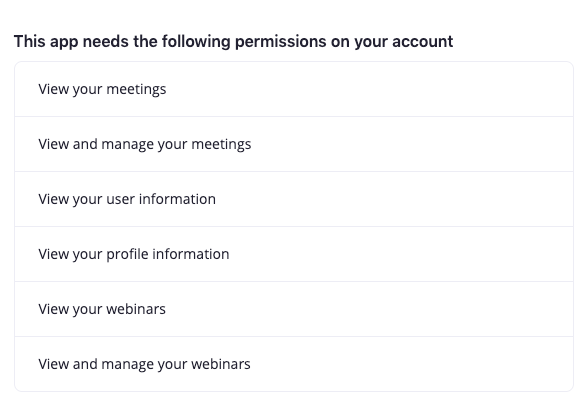 view/manage your meetings/webinars/profile only