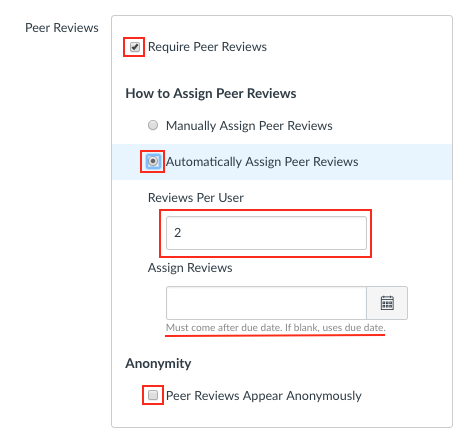 Peer Review Assignment Options