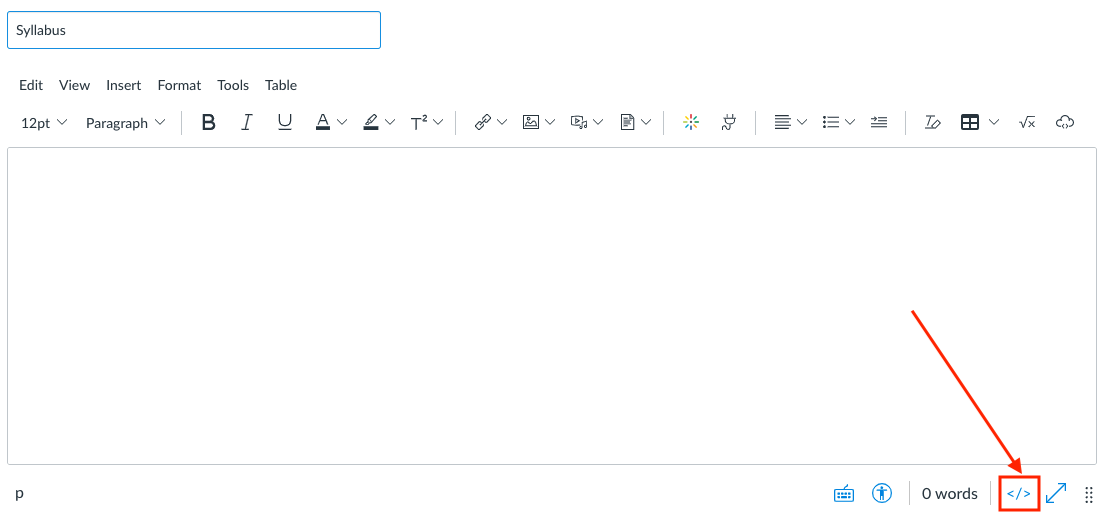 html editor within canvas page