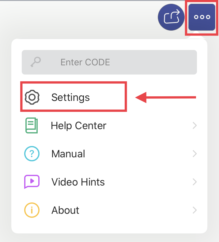 Click on the three dots to access the Settings menu