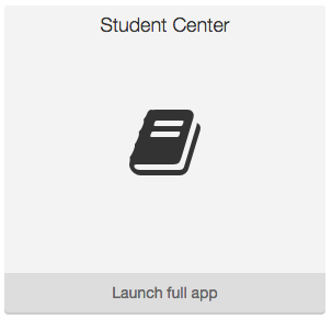Screenshot of Student Center non-custom expanded mode widget Screenshot of Student Center widget showing it is just an icon and text.