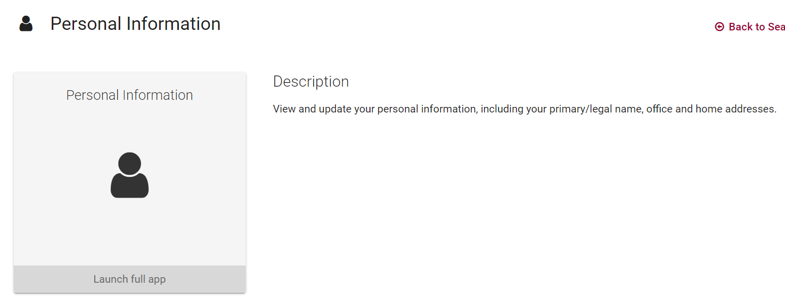 screenshot of personal information widget details page