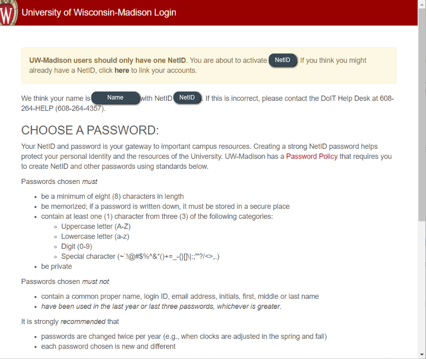 choose password window 