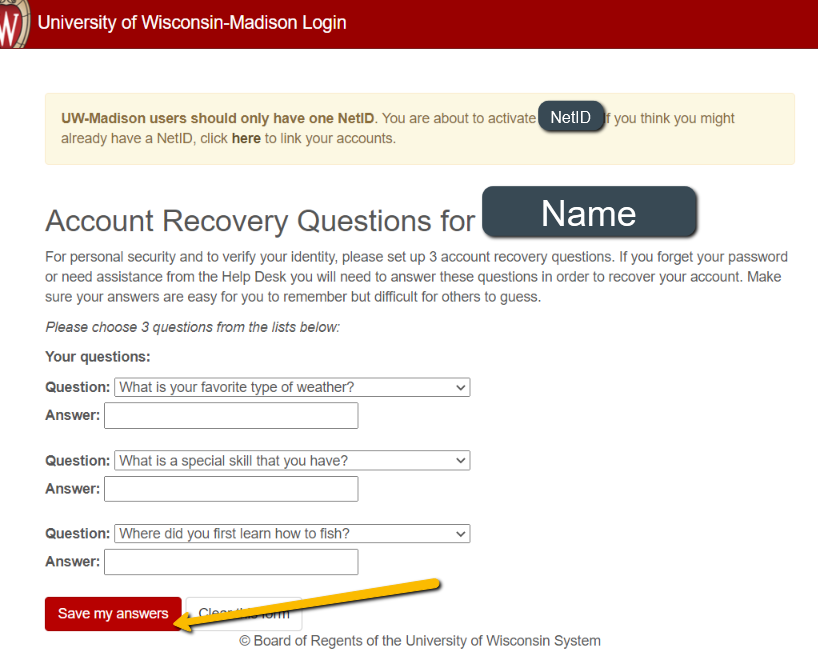 account recovery questions 
