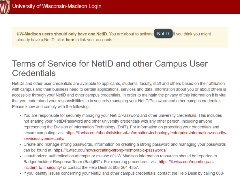 terms of service for netid 