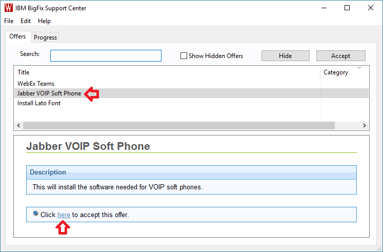 Select Jabber VOIP Soft Phone from list