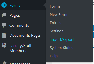 Access the Import and Export section within Gravity Forms