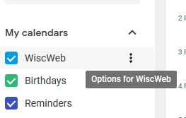 Access options for Google Calendar