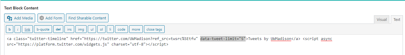 Code needed for limiting number of tweets shown
