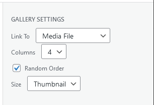Gallery settings options