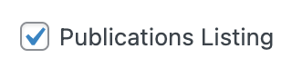 Publications listing checkbox with a checked box