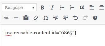 Pasted shortcode for reusable content