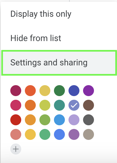 Select settings and sharing