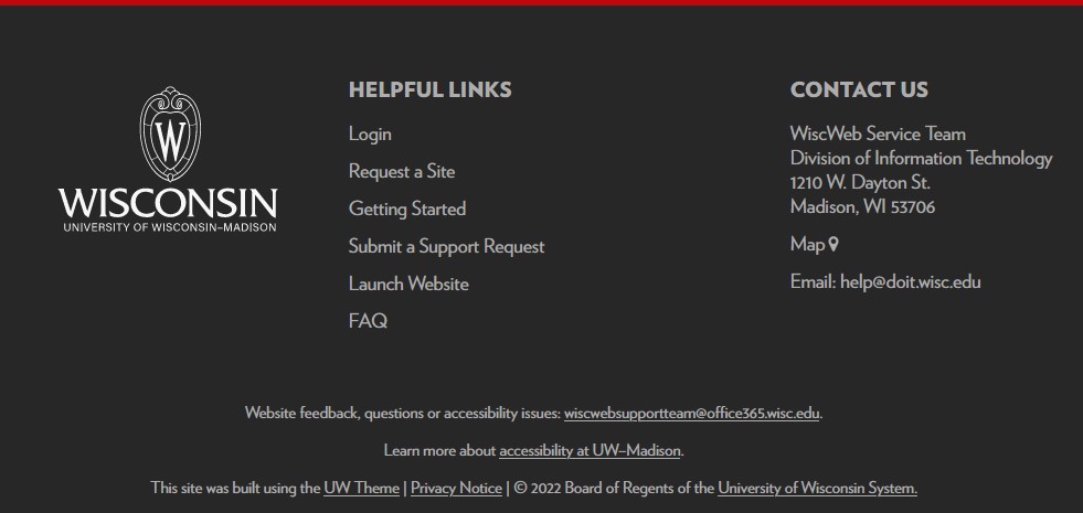 Footer with a single menu visible