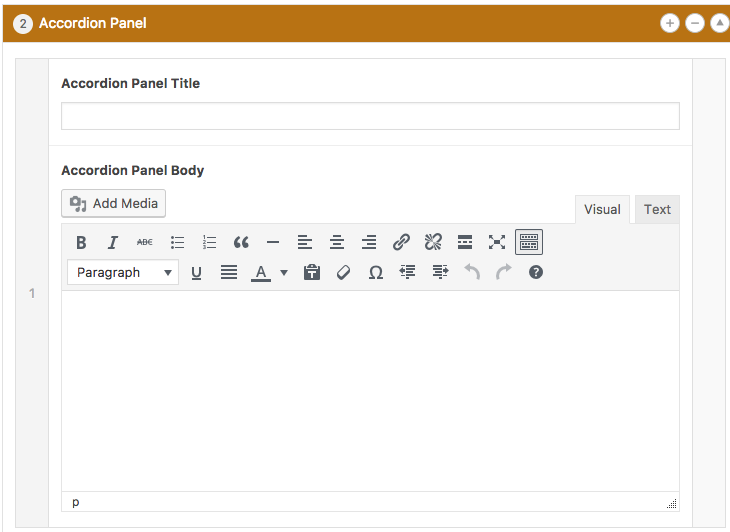 default accordion panel screen in wordpress