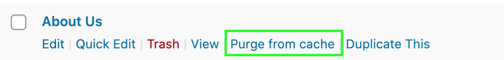 Option to purge from cache in pages list