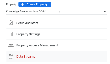 Menu tree to access Data Streams section