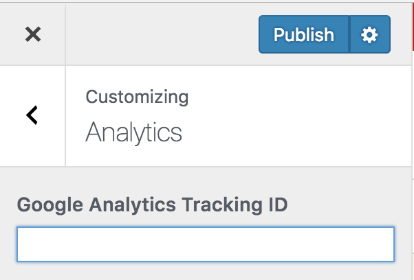 Google Analytics Tracking ID field within WordPress Google Analytics Tracking ID field within WordPress