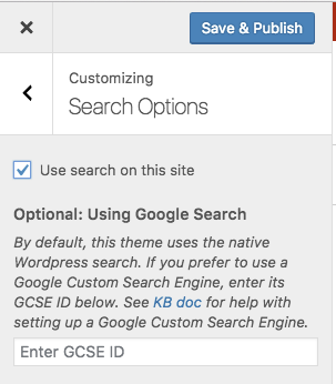 Search Options Screen