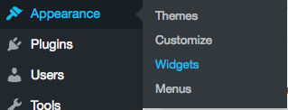 Appearance and Widgets menu