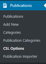 Citation Style Language options menu item