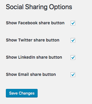 Social Share options screen