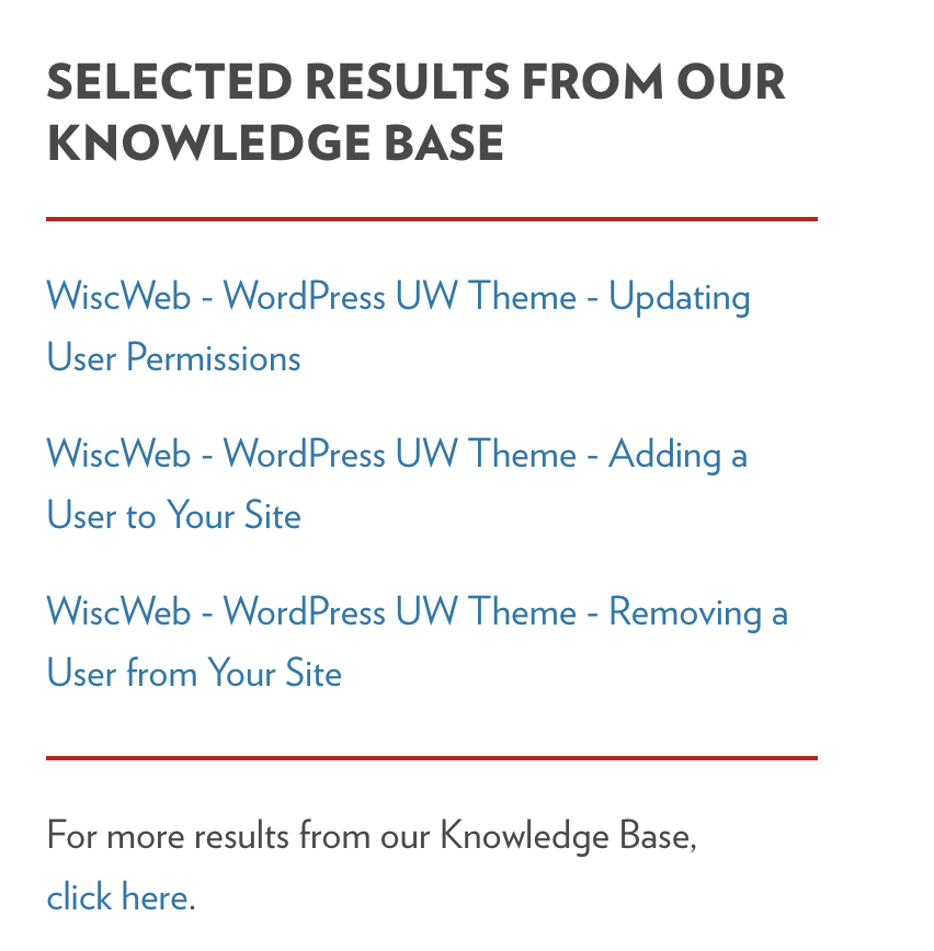 Knowledge Base results frame