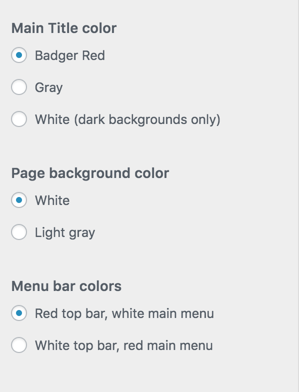 Color Options in Customizer